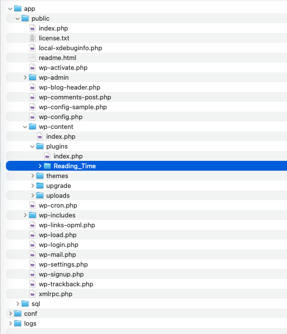 File explorer showing the WordPress plugins folder with a new plugin folder containing the PHP file
